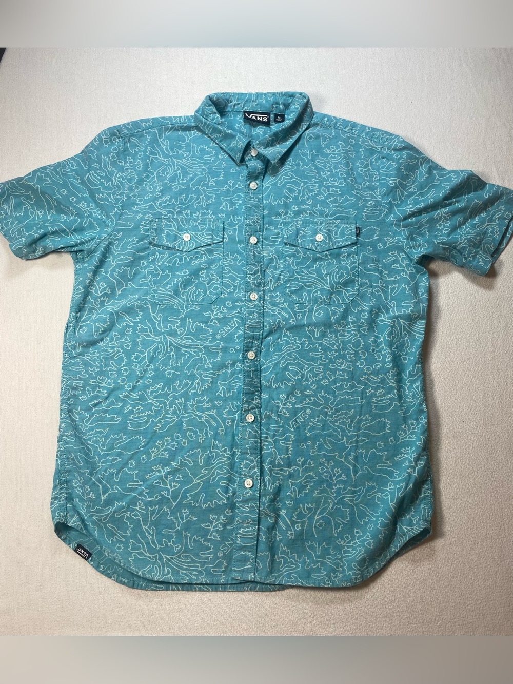 Vans Men's Blue Slater Summer Beach Button-Down Shirt size medium